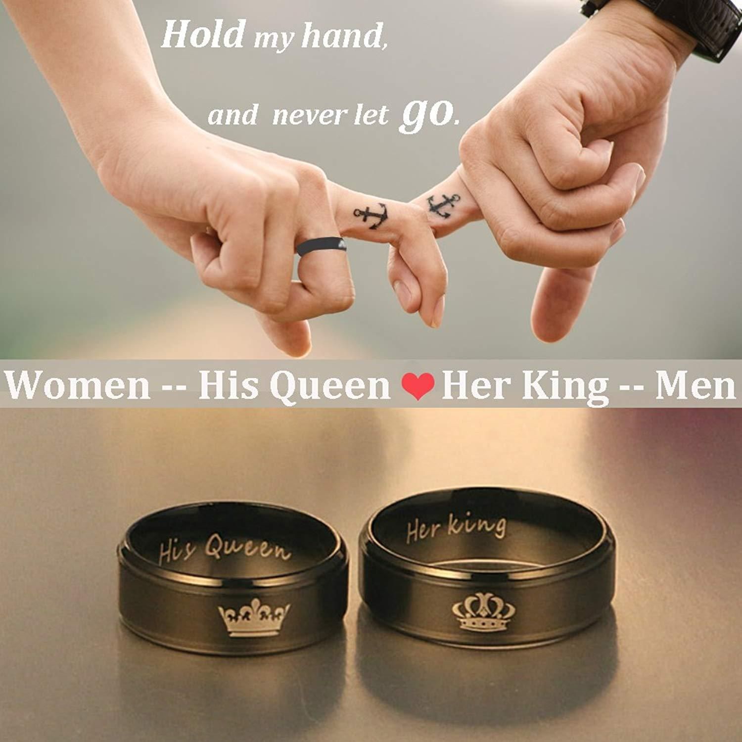Couple’s Her King and His Queen Stainless Steel Rings