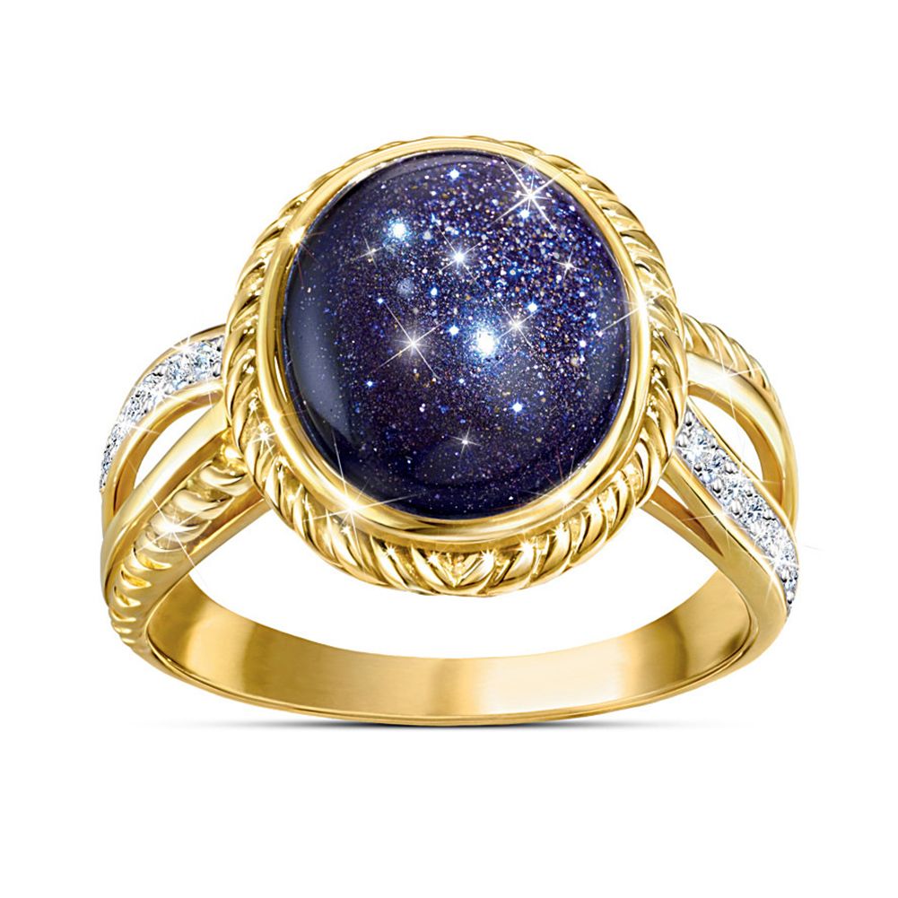 Elegant Women Starry Sky Rhinestone Inlaid Twist Band Ring Wedding Jewelry Gift
