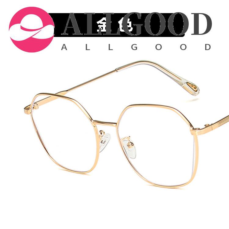 Anti-blue hollow hollow polygon flat mirror metal retro frame glasses frame glasses frame tee