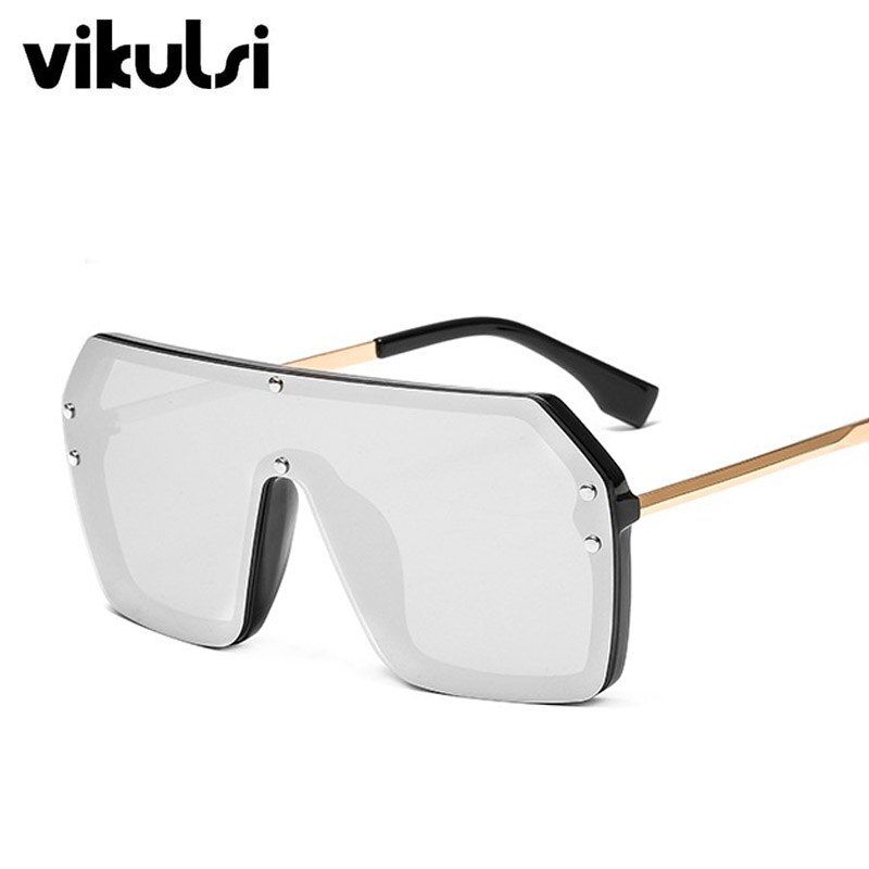 E37 black silverClassic Fashion Men's Oversize One Piece Sunglasses Women 2019 Style Vintage Brand Square Sun Glasses Female Shades UV400