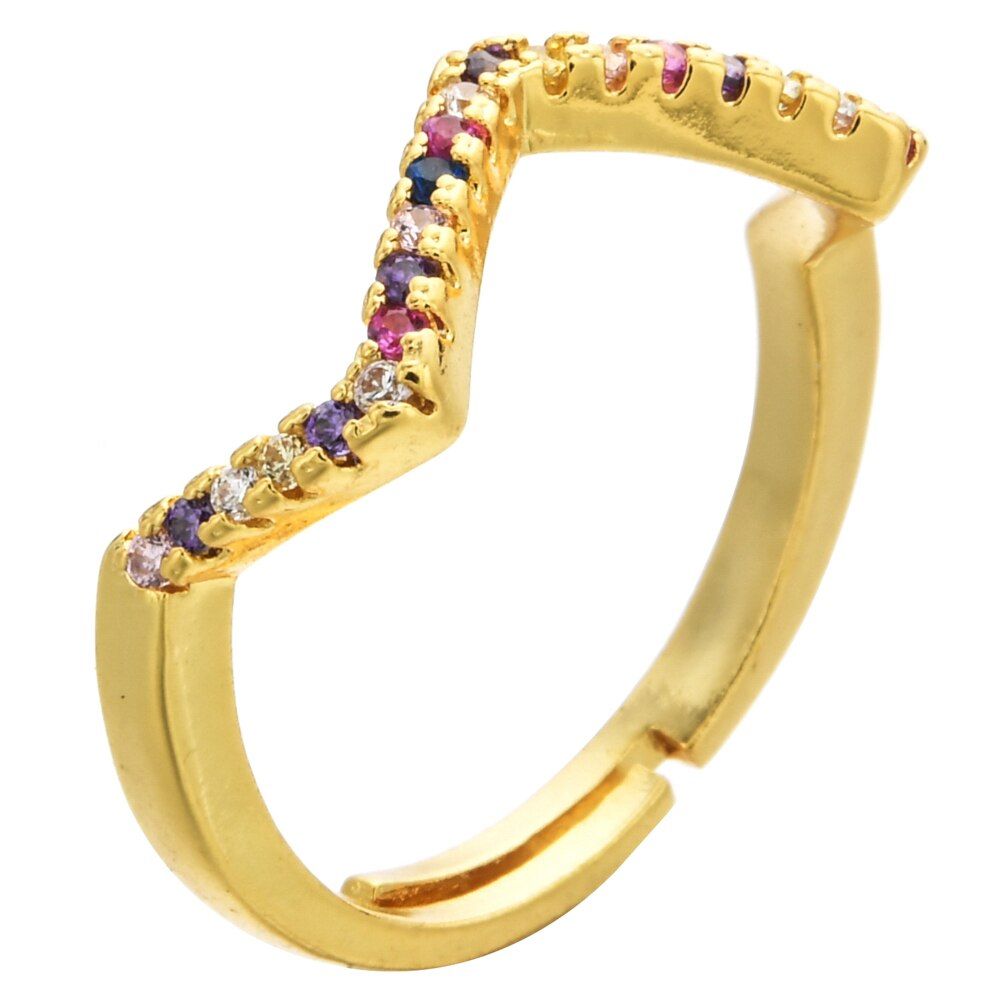 Luxury Heart Evil Eye Charm Cubic Zirconia Ring For Women Bride Wedding Ring Gold Color Open Crystal Finger Ring Fashion Jewelry