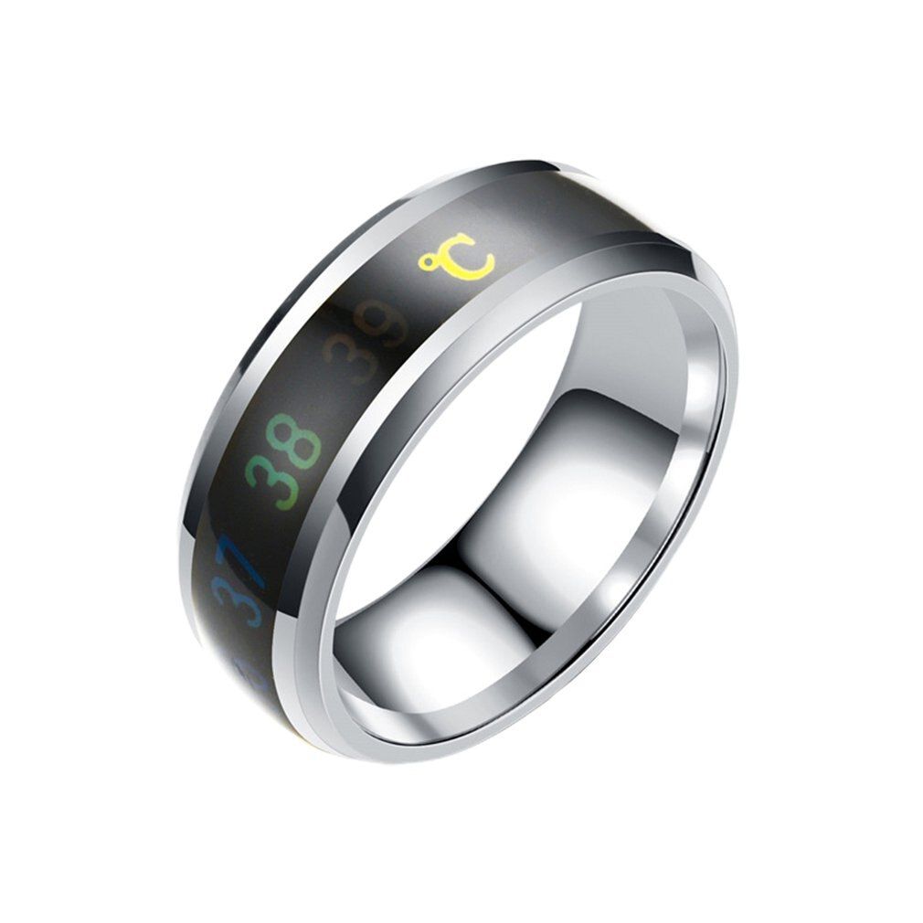 Fashion Ring Creative Smart Temperature Couple Ring Mood Temperature Sensing Change Jewelry Men And Women Holiday Gift Jewelry