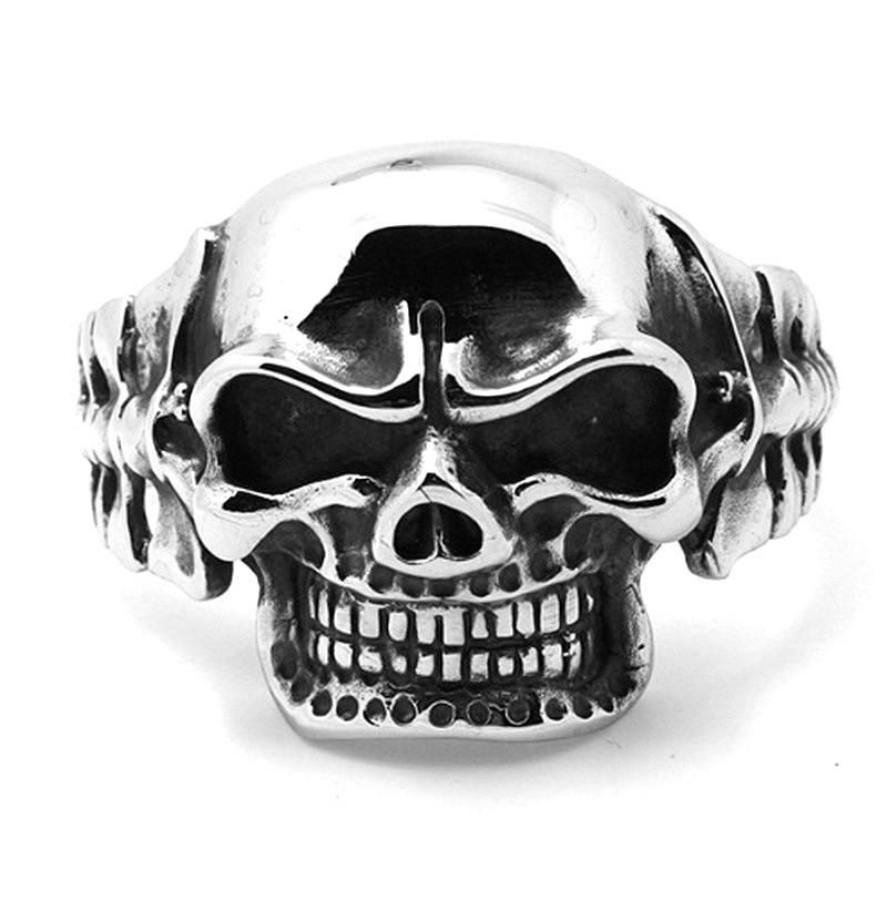 Fashion Skull Cross Motorcycle Open Flame Pattern Punk Bracelet for Men Jewelry