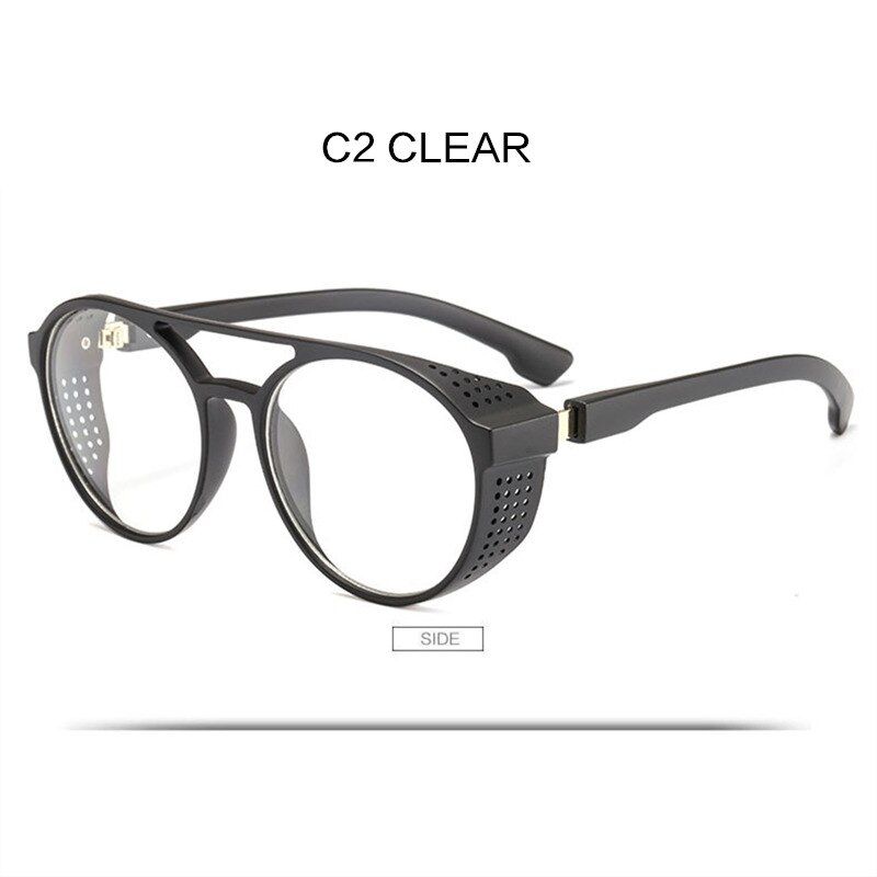 C2 Clearas picture2021 Trending Steampunk Sunglasses for Men Retro Hippie Goggles Glasses Round Flip Steam punk Sun glasses Women Vintage Shades