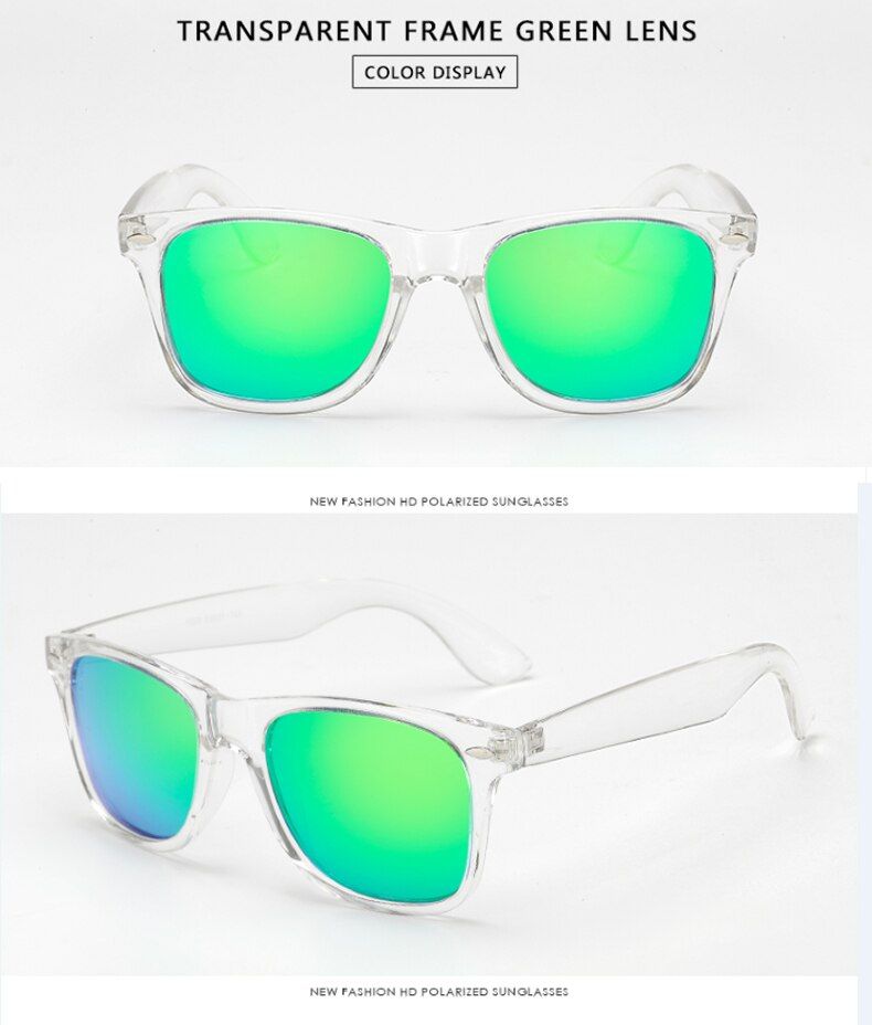 clear greenLongKeeper Polarized sunglasses Unisex Square Vintage Sun Glasses Famous Brand Mirror Sunglasses retro Feminino For Women Men