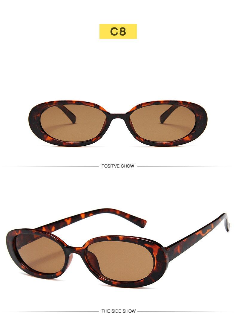 Leopard print2020 Fashion Oval Sunglasses Women Vintage Retro Round Frame White Mens Sun Glasses Female Black Hip Hop Clear Glasses UV400