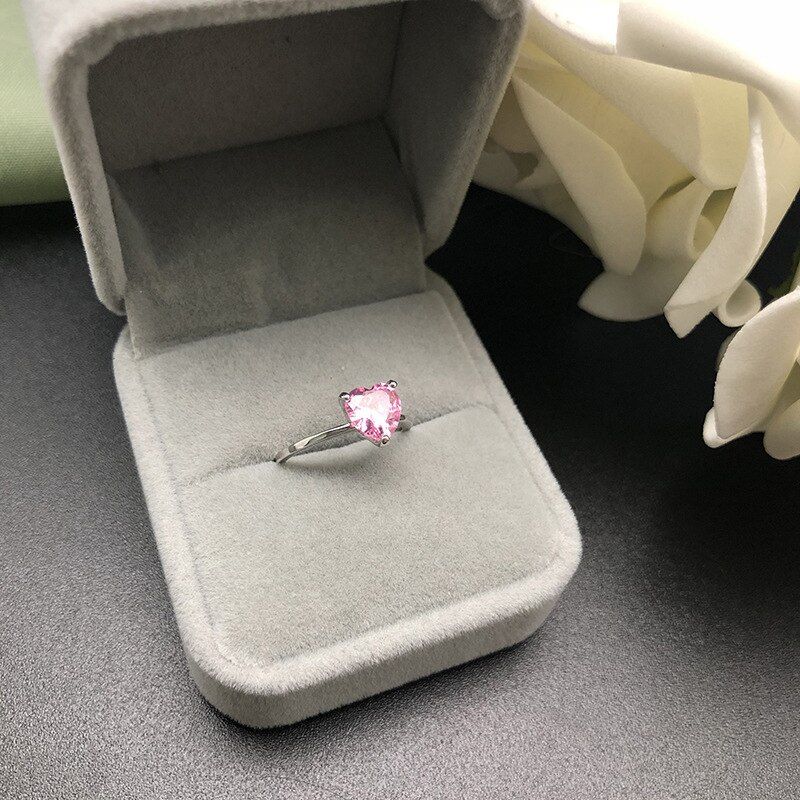 OEVAS Elegant Sparkling Heart Zircon Finger Rings For Women Top Quality 7 Color Birthstone AAA CZ Wedding Jewelry Ring Size 4-12