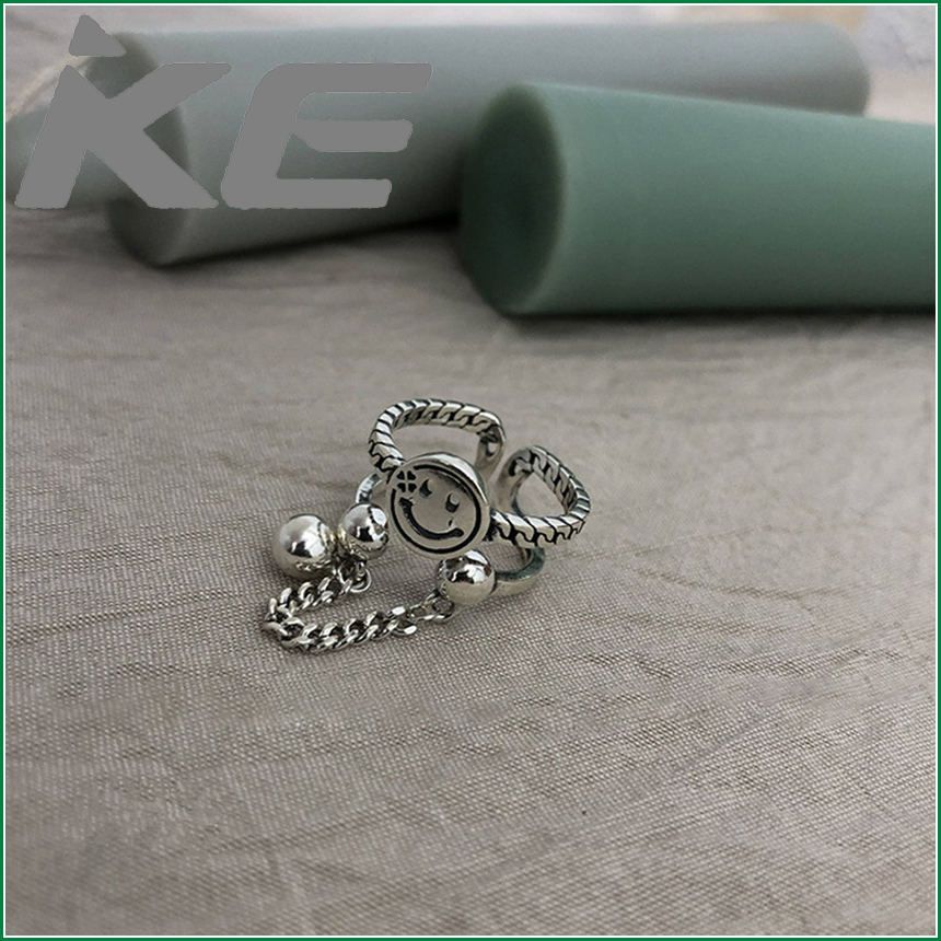 Retro fashion personality hollow smiley ball double ring female index finger for women low price