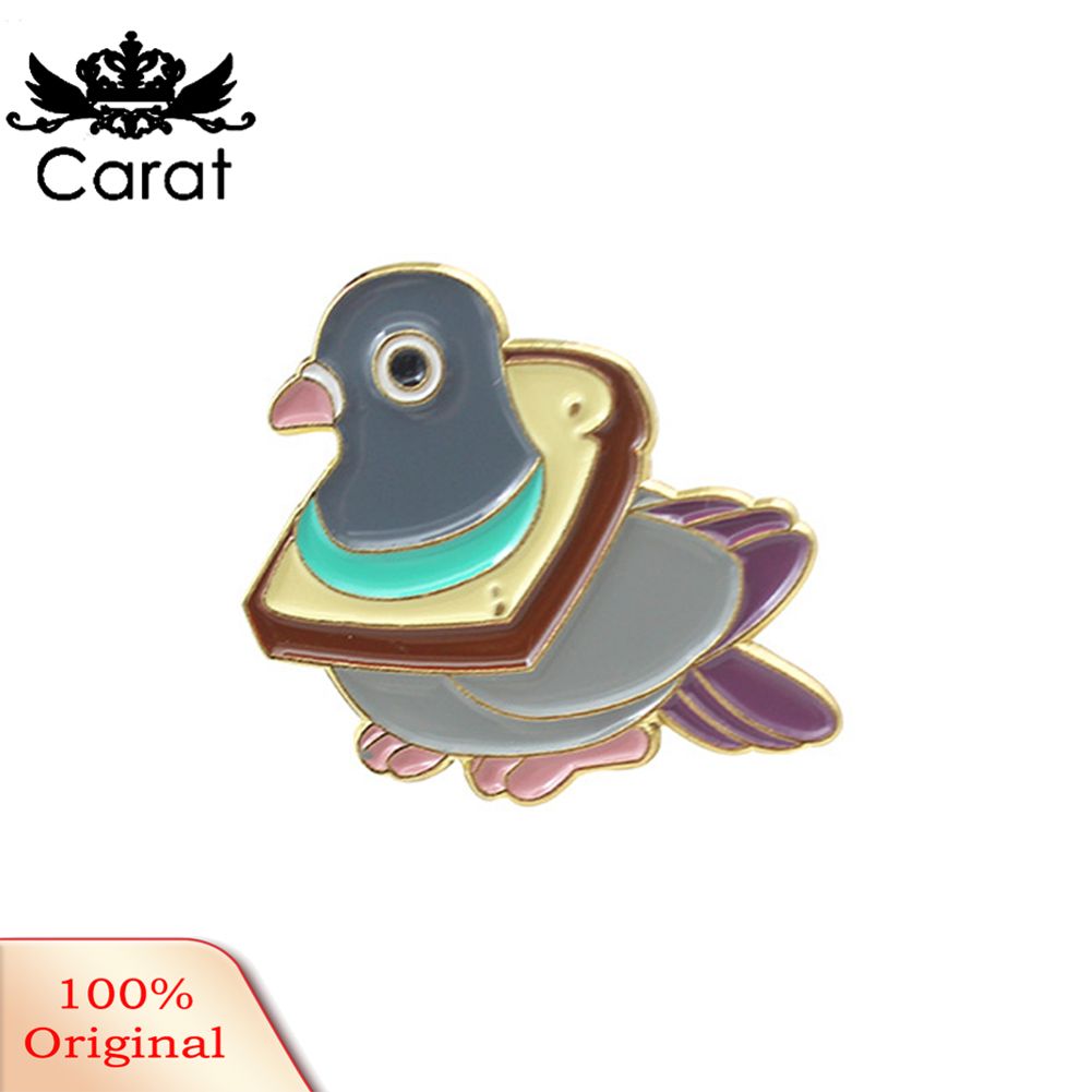 Unisex Cartoon Dove Bread Enamel Brooch Pin Badge Lapel Jacket Clothes Decor
