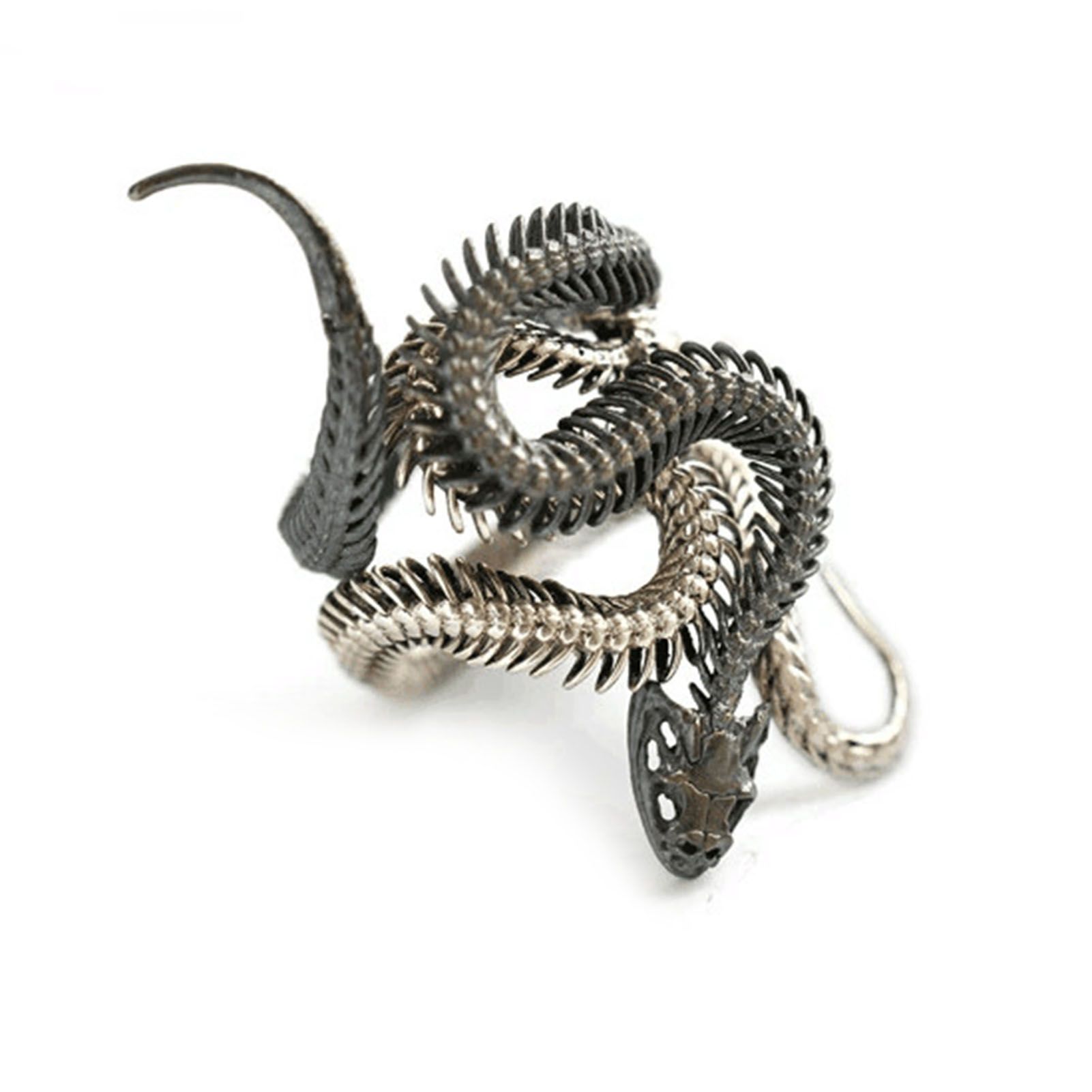 Wrapped Rings Exaggerated Bronze Color Snake Shape Men Adjusle Rings
