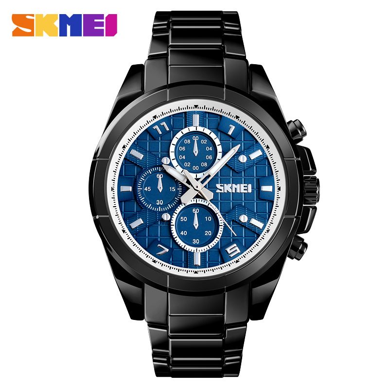 【BestGO】SKMEI NEW Business Men Quartz Watches Alloy Strap Large Dial Watch Waterproof Wirstwatch Relogio Masculino 1378