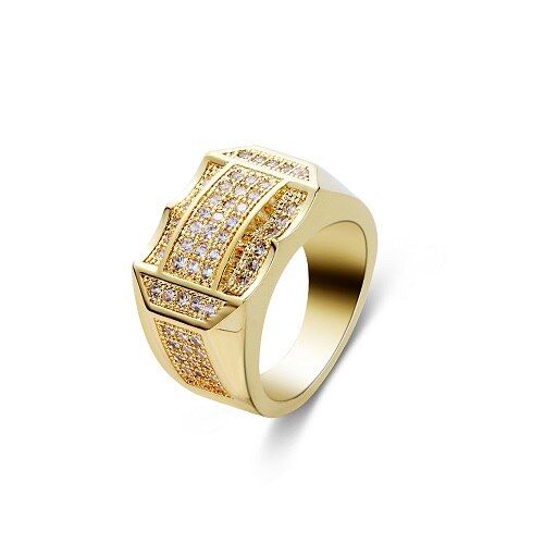 Creative Fashion Hip Hop Size 8-11 Crystal Rhinestone Men Rings AAA Cubic Zirconia Gold Silver Plated Luxury Male Jewelry Gifts