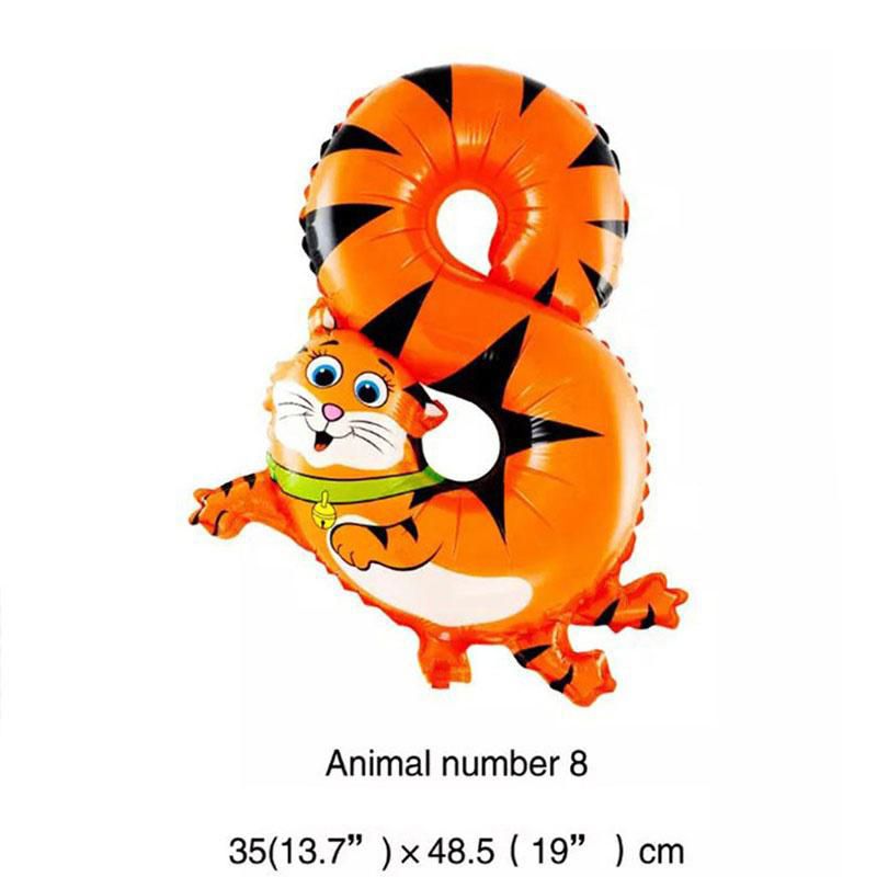 30-50cm 16 Inches Animal Cartoon Number Foil Balloons Party Hat Digit Air Birthday Party for Kids Toys