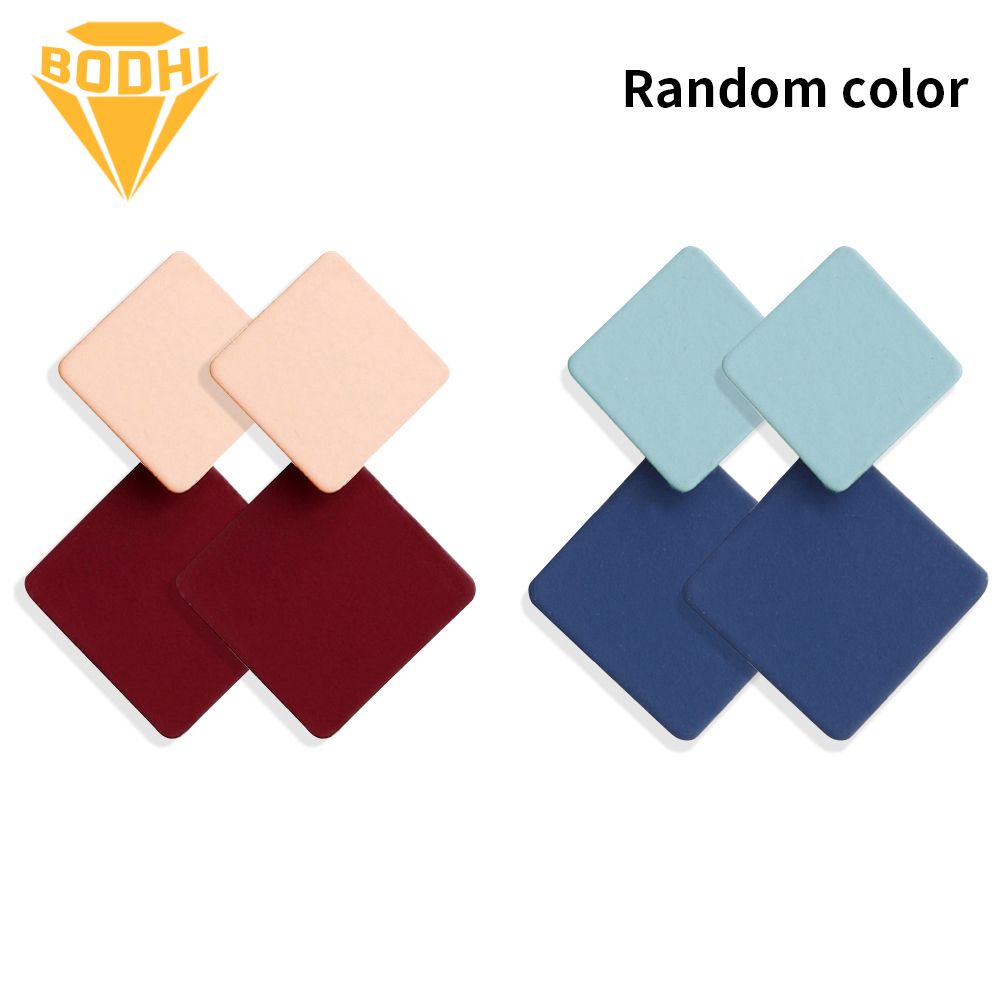 2Pairs Women Fashion Color Block Geometric Square Drop Stud Earrings Jewelry