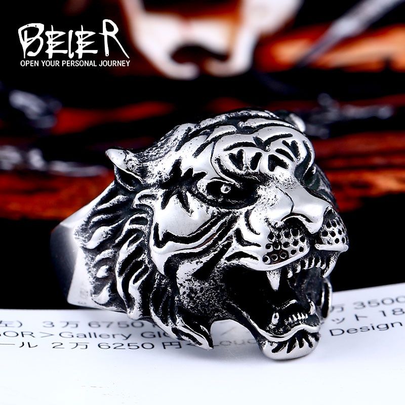 Beier  store 316L Stainless Steel ring top quality animal biker ring tiger Fashion Jewelry  BR8-307