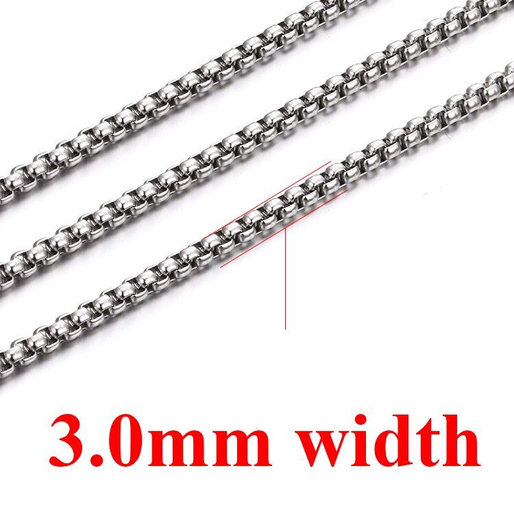 Stainless Steel Basic Chains Round Box Bead Ball Link Chain Necklace Unisex Men Jewels 2mm/3mm/4mm/5mm Width Long Necklace