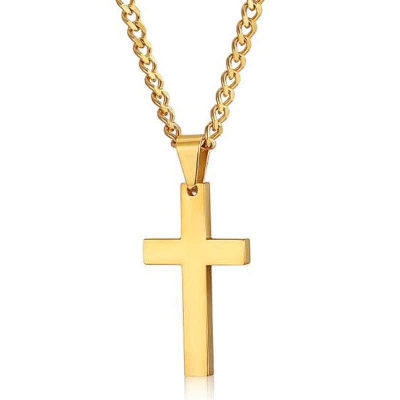4 Colors Hot Plated Men Link Chain Necklaces Pendant Cross Solid Color Korean Version Choker Jewelry Gift(null)