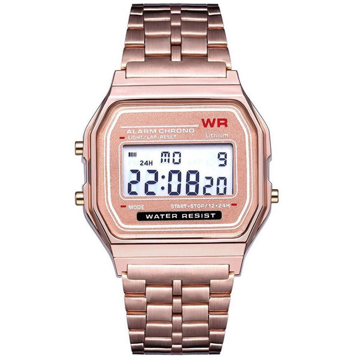 WR LED Digital Waterproof Quartz Wrist Watch Dress Golden Wrist Watch Women Men