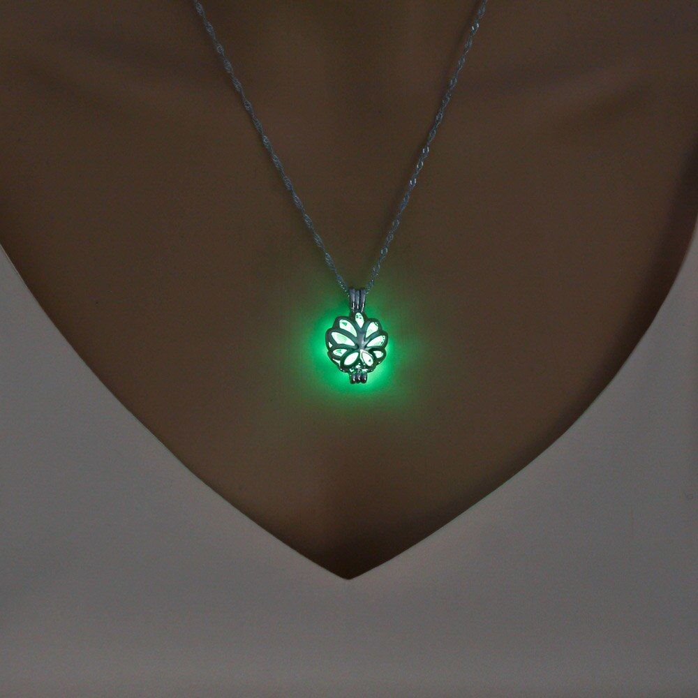 Glow in The Dark necklaces For women peacock crab flower angel Drop type Elephant Turtle Glowing Beads Cage Pendant Jewelry