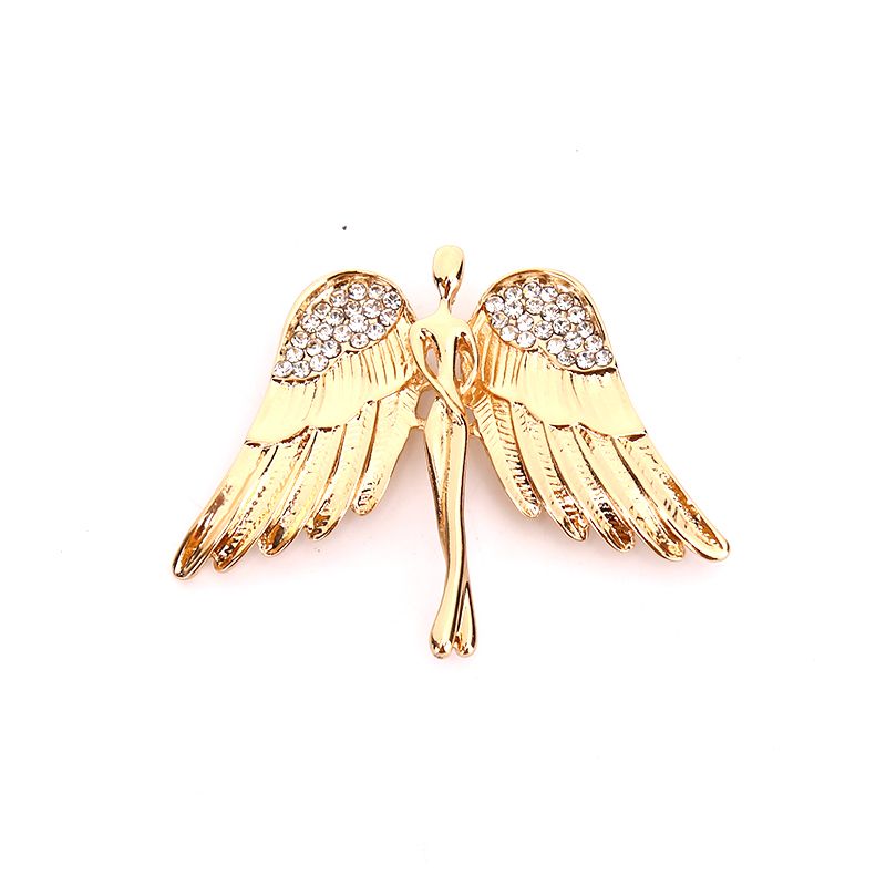 Fashion Crystal Angel Wings Men Women Badge Pin Brooches Lapel Medal Decoration
