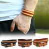Vintage Uni Double Layer Cowhide Leather Brelet Bangle Party Jewelry Gift