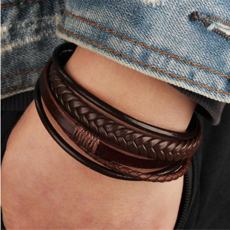 Trendy Leather Ampula Bracelets  Multi layer Braided Rope Bracelets for Male Female Bracelets Jewelry