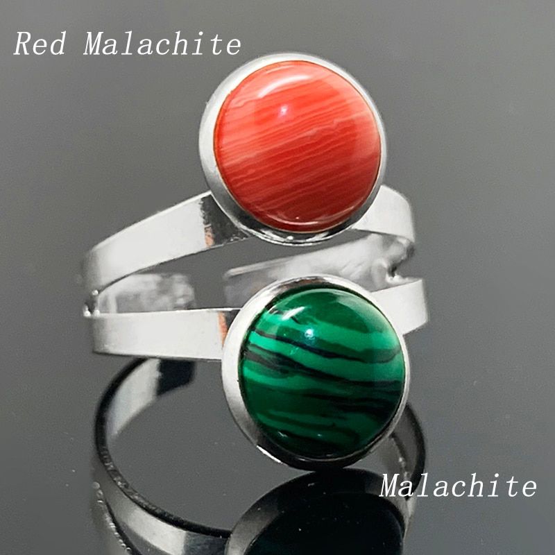 Momiji Natural Stone Open Ring for Women Handmade Bohemian Jewelry Gift Crystal Moonstone Tigereye Wedding Party Ring Adjustable