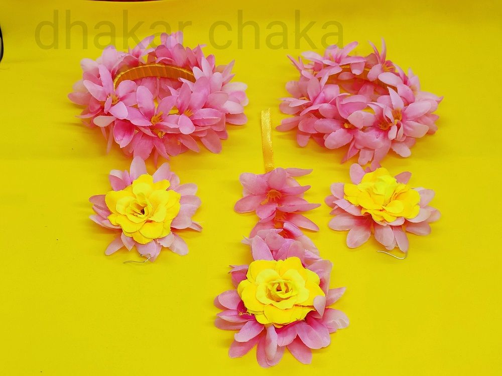 Exclusive Designer. artificial flower Jewellery  Earrings, Bracelet with tikli bridal/holud/boishakh fashion for women