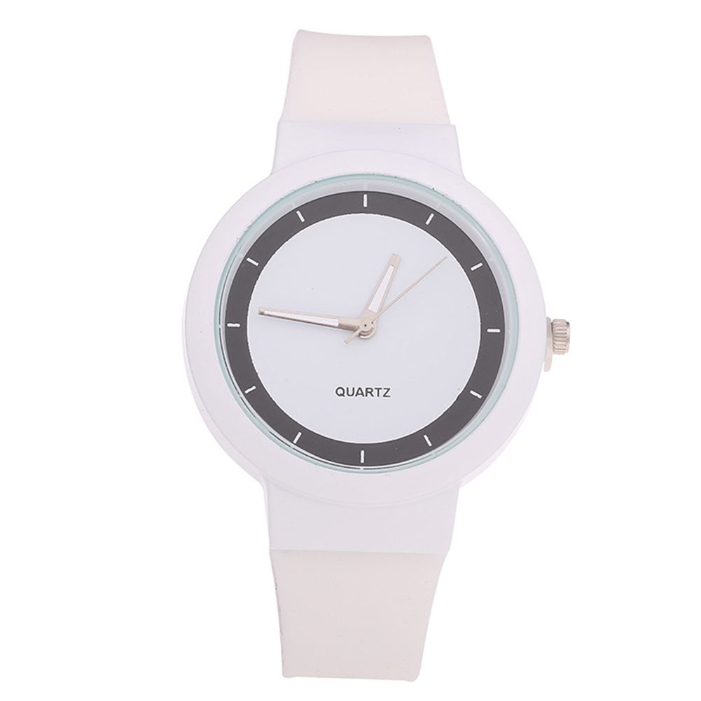 Candy Color Women Round Dial Silicone Band No Number Analog Quartz Jelly Watch
