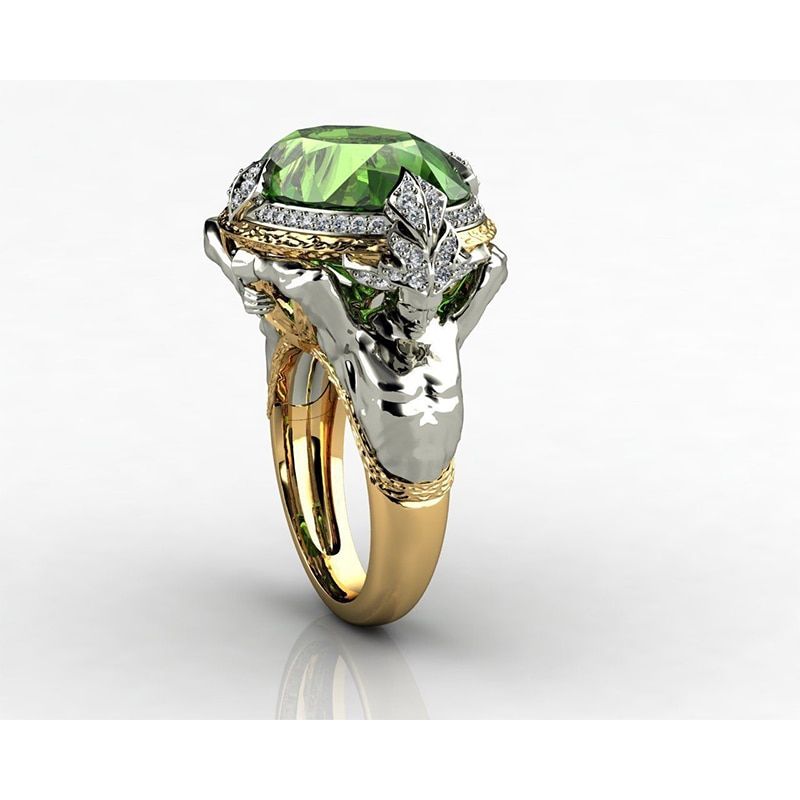 Luxury Green Zircon Stone Ring For Women Silver Color Vintage Elegent Girl Tendy Mori simple Moonstone Finger Jewelry F4T378