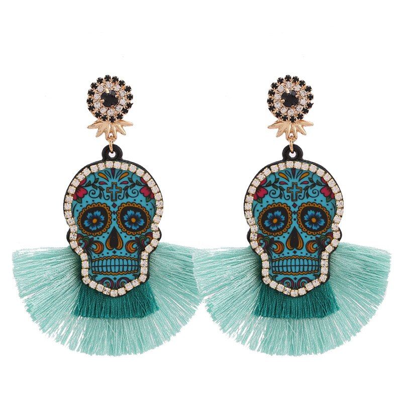 2020 New Fashion Earrings Dangle Tassel Earrings For Women Multicolored Skull Pendant Fringed Drop Earrings Wedding Party Gifts