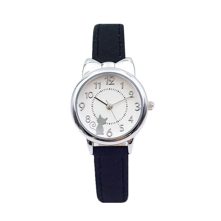 Cute Casual Girl Watch Kids Cute Leather Strap Cat Watches Waterproof Lovely Kid Children Quartz Student Wristwatch