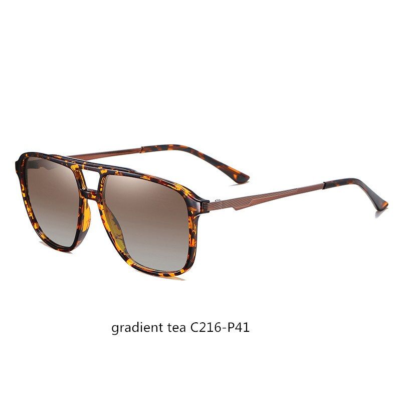 gradient tea C216ROUPAI sunglasses men 2021 Polarized fashion uv400 brand designerdriving night vision sun glasses square black