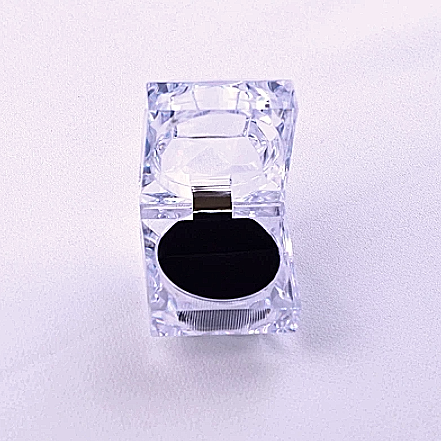 Clear Acrylic Crystal Ring Earrings Display Boxes Storage Organizer Package Case Transparent Jewelry Box