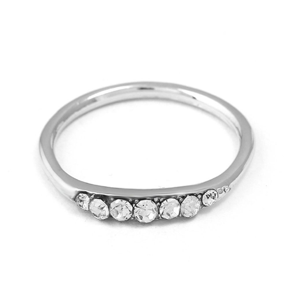 Women Fashion Rhinestone Inlaid Band Finger Ring Wedding Engagement Jewelry Gift