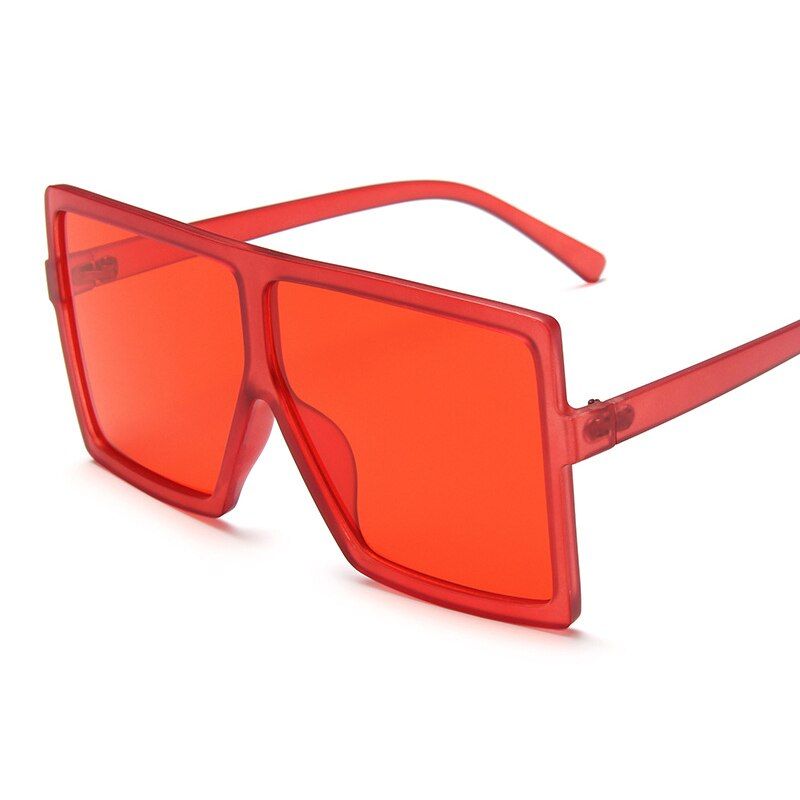 C12 FullRedCOOYOUNG Oversized Shades Women Sunglasses Fashion Square Big Frame Vintage Retro Glasses Female Unisex Oculos Feminino