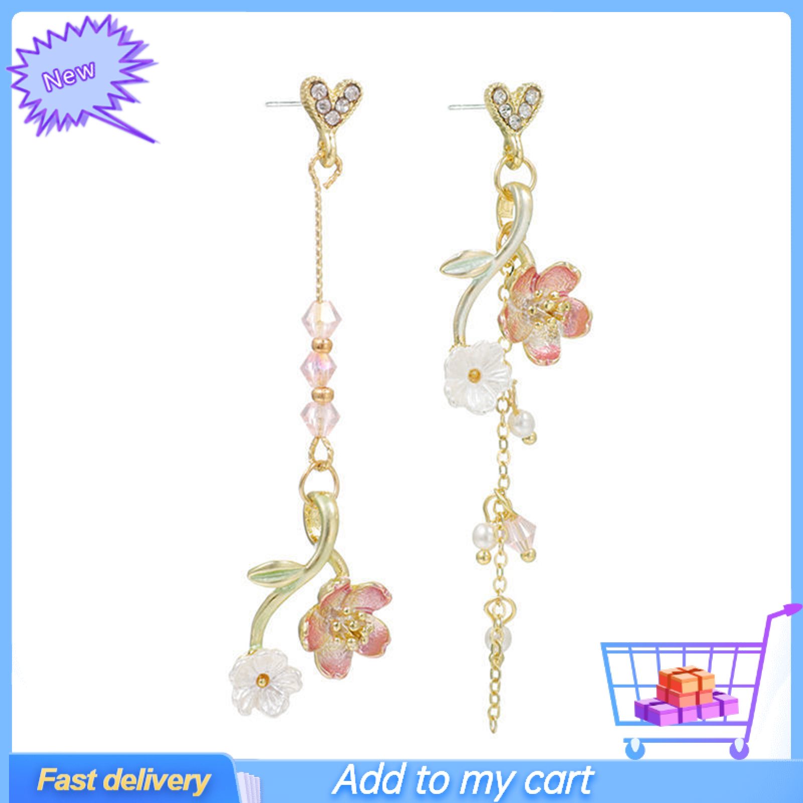 Tassel Earrings Faux Crystals Comfortable Sweet Colorful Geometrical Pierced Earrings for Date