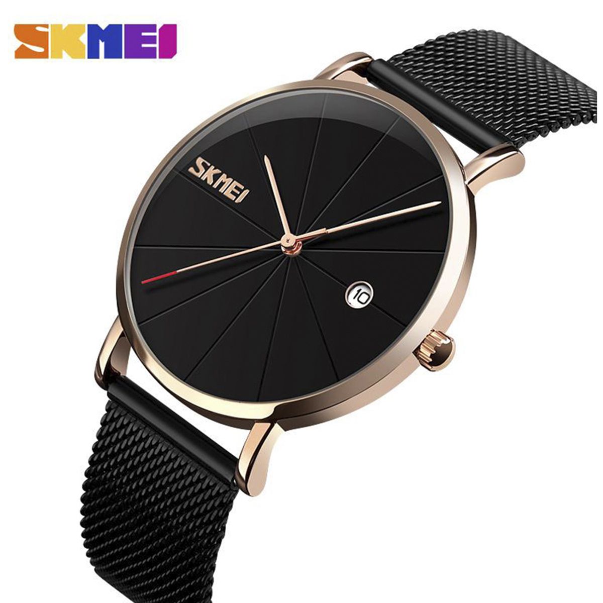 SKMEI Fashion Luxury Quartz Casual Slim Mesh Steel Waterproof Watches for Men 9183