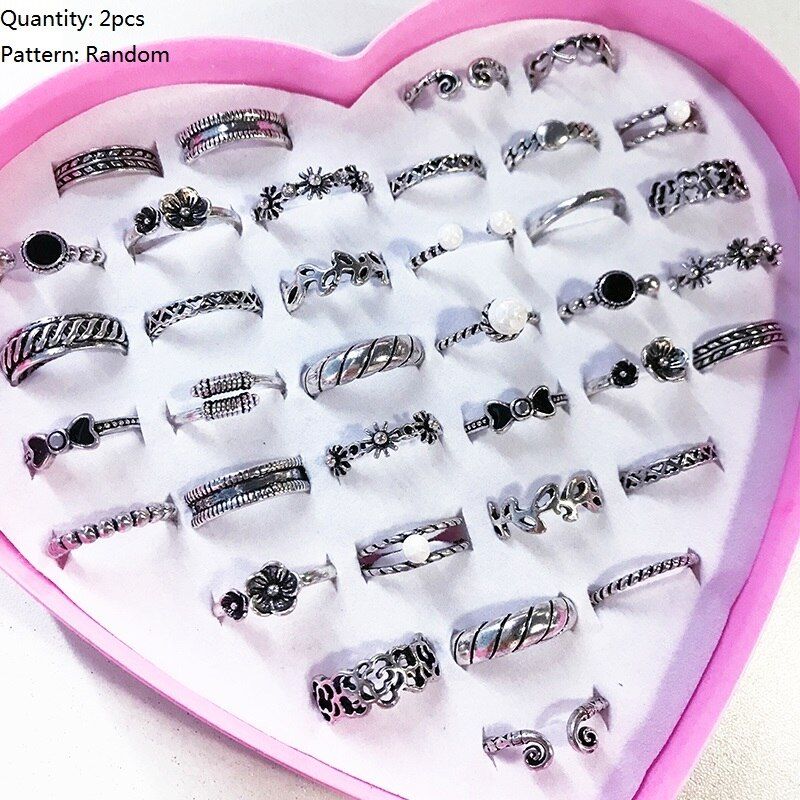 2/10pcs/lot Love Kids Cute Sweet Rings Design Flower Animal Jewelry Accessories Girl Child Christmas Gifts Finger Rings
