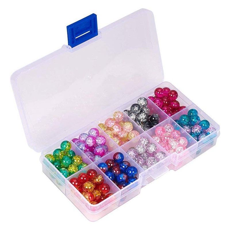 Transparent Cracked Glazed Glass Beads for Jewelry Making, Glass Beads Beading Charm