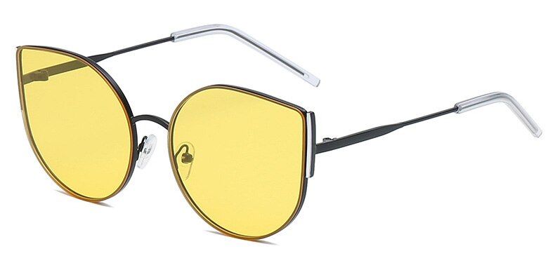 White YellowSHAUNA Summer Style Ins Popular Cat Eye Sunglasses Women Trending Red Rim Shades for Men