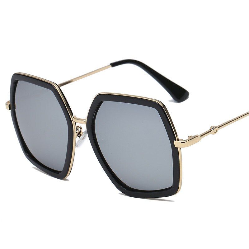 3-Silvery2020 High Quality Square Sunglasses Women Brand Designer Vintage Retro Big Frame Sunglasses Female Sun Glasses For Women Shades