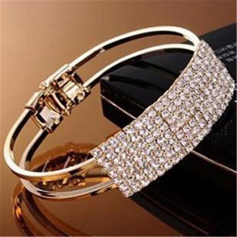 Charming Square Full Crystal Bracelets Bangles For Women Brand Jewelry Accessorie Woman Bracelet And Bangles Silvery Female Brac
