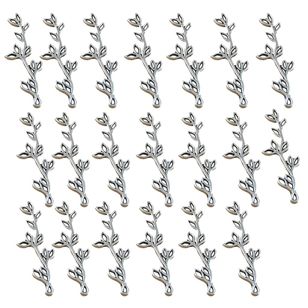 20Pcs Vintage Branch Leaf Shape Pendant Link Connector DIY Making Findings