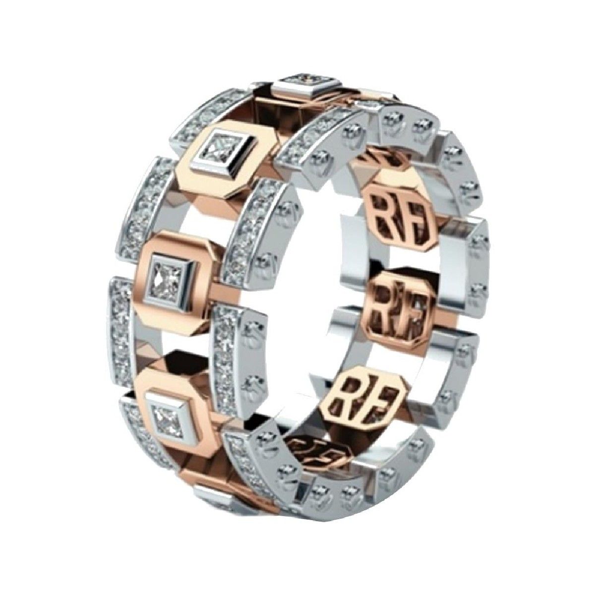Men Women Two Tone Shiny Rhinestone Engagement Wedding Jewelry Gift