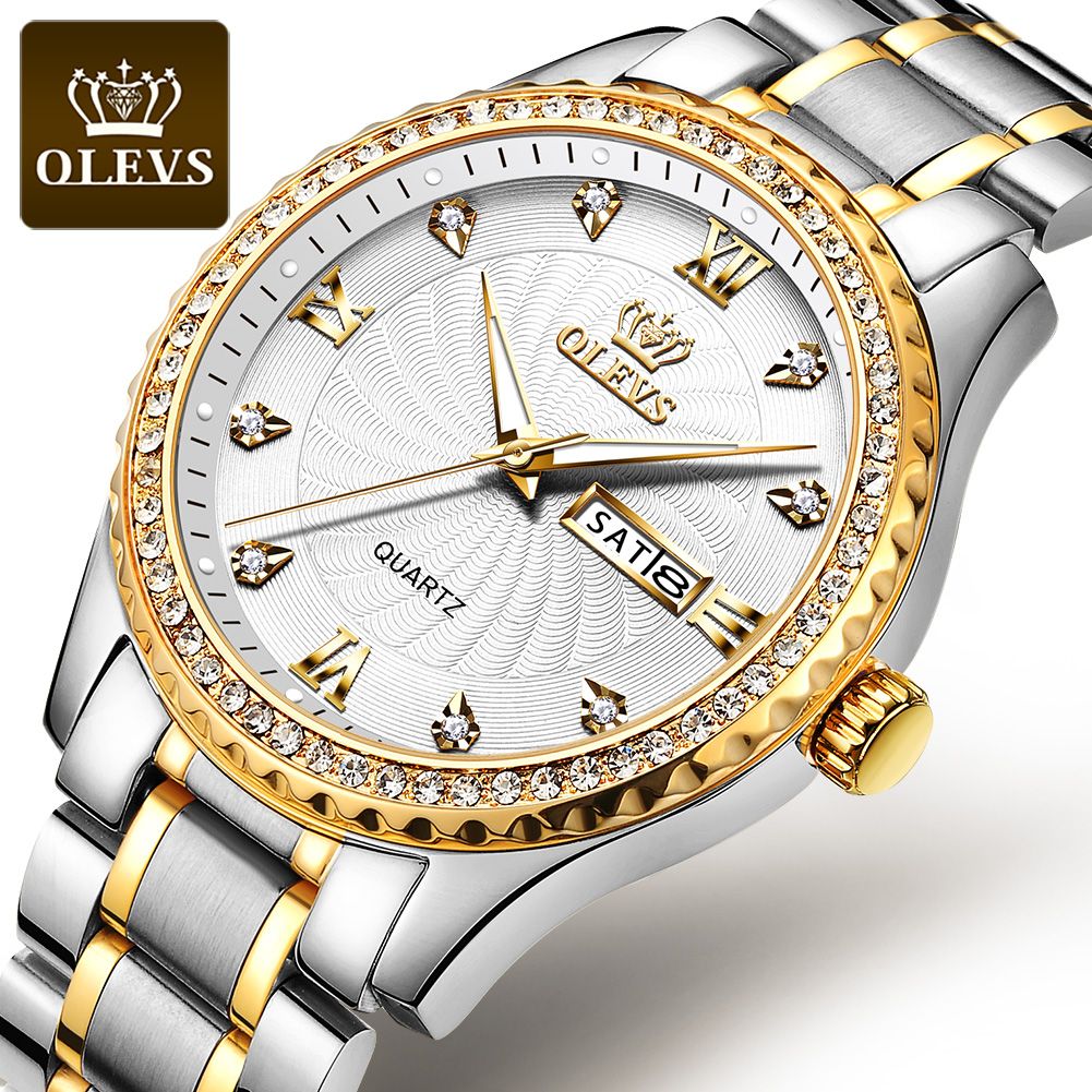 OLEVS Retro Casual Men Watch Quartz  Luxury Fashion Stainless Steel Waterproof Watches For Men - 5565