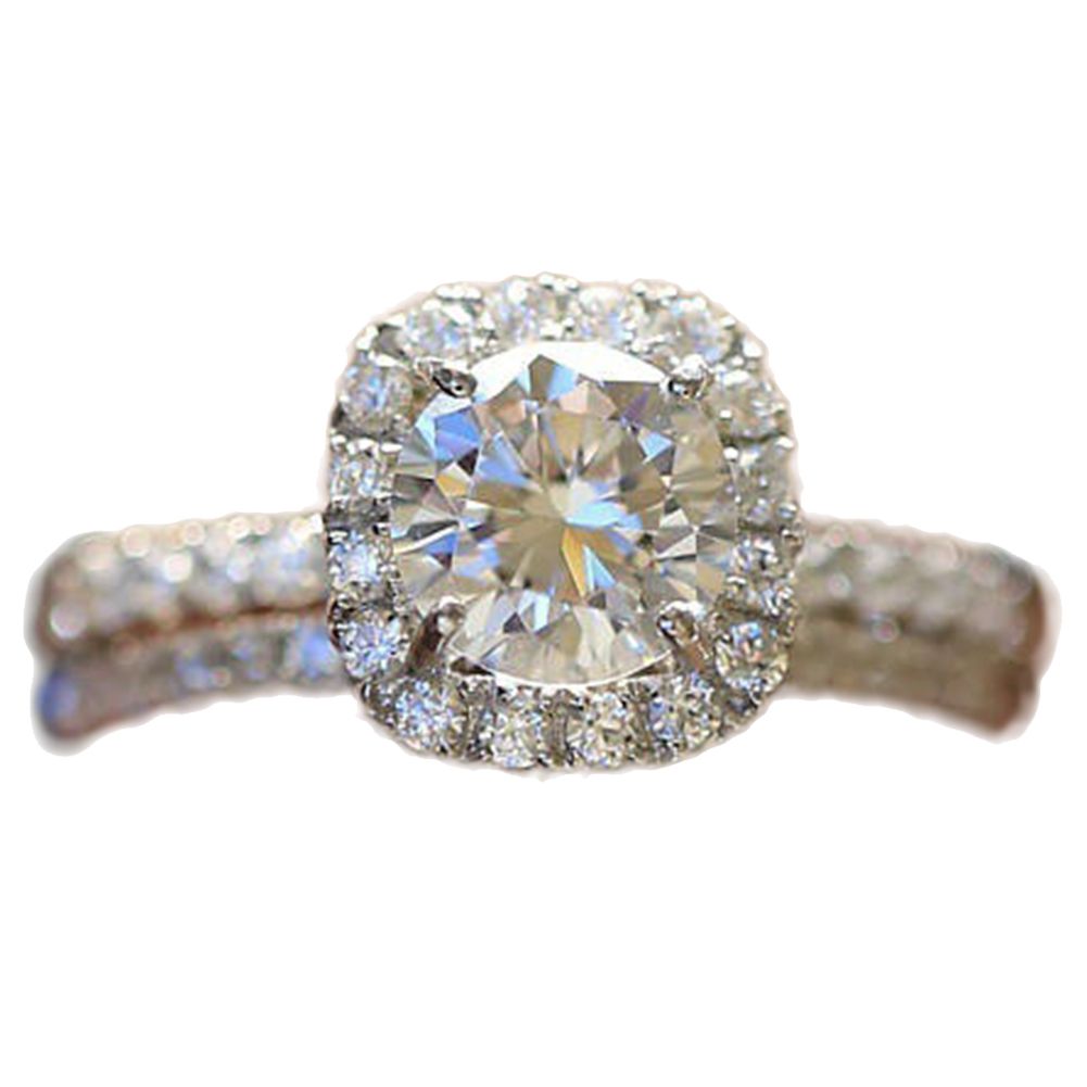 2Pcs/Set Luxury Women Engagement Wedding Rhinestone Inlaid Stacking Ring Jewelry