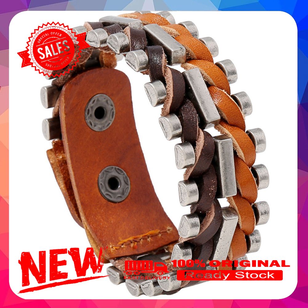 Punk Men Adjustable Faux Leather Rope Braided Bracelet Bangle Party Jewelry Gift