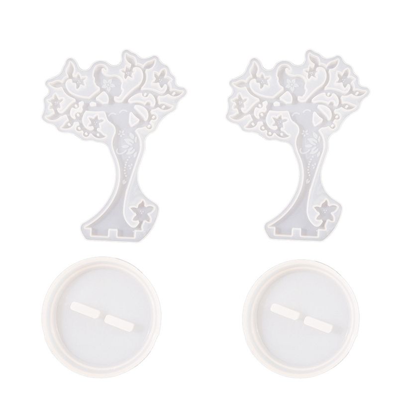 2 Sets Jewelry Display Stand Resin Mold, Epoxy Jewelry Shelf Casting Mold for Making Earrings Necklace Holder