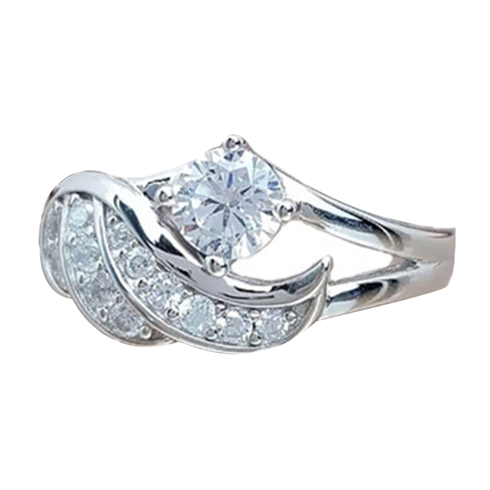 Fashion Angel Wing Rhinestone Decor Wedding Band Ring Jewelry Gift for Women